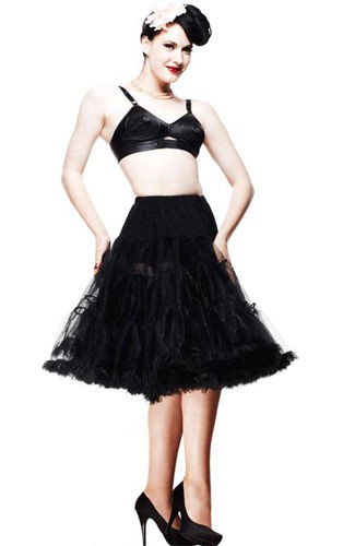 Hell Bunny Long Black Petticoat Pettiskirt Tutu Rockabilly 50s