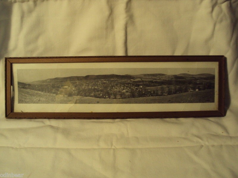 Antique PANORAMIC Black & White B&W PHOTOGRAPH of COOPERSTOWN NY in 