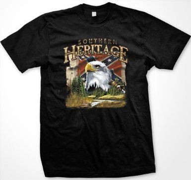 Southern Heritage Bald Eagle Womens Ladies T Shirt Confederate Flag 