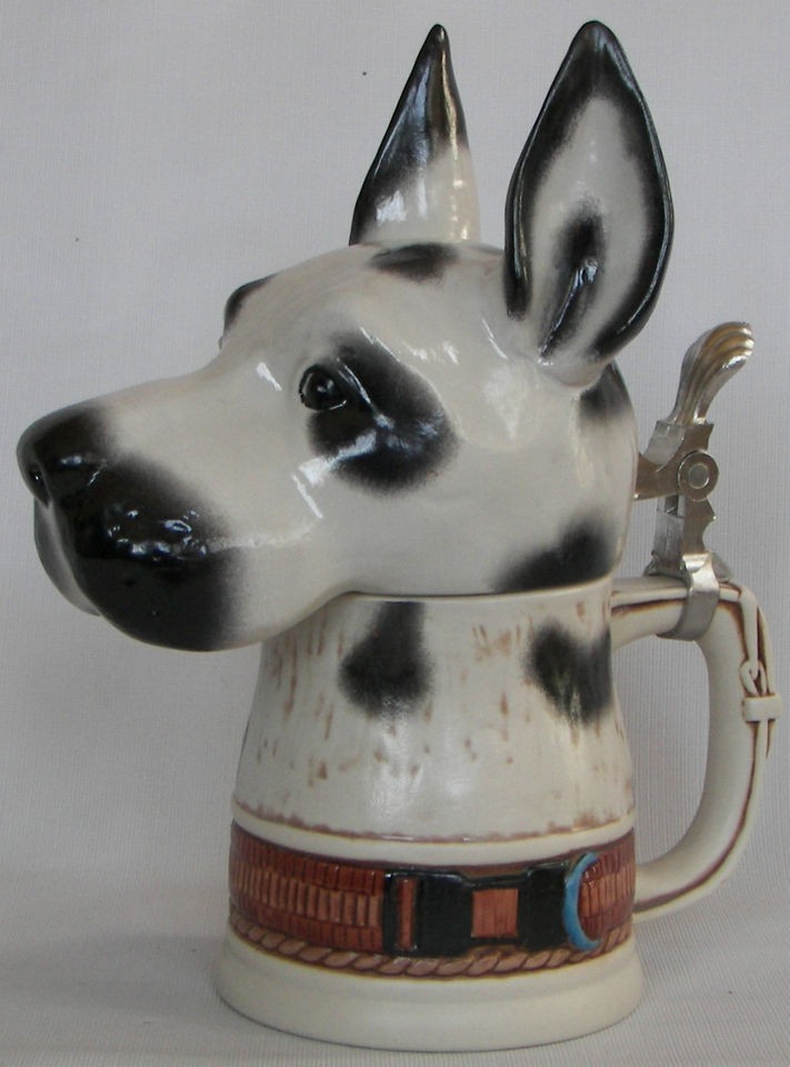 Great Dane Harlequin dog character beer stein