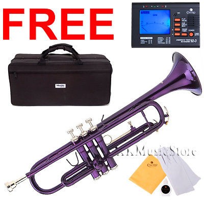 NEW MENDINI PURPLE MONEL VALVES BAND Bb TRUMPET+$39GIF​T