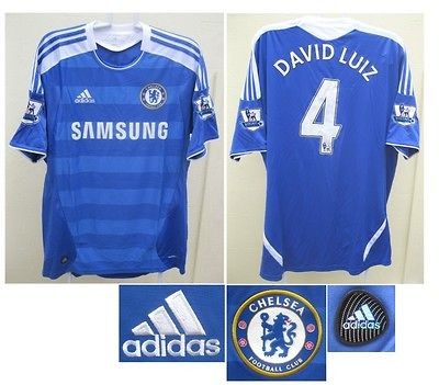 CHELSEA FC ADIDAS DAVID LUIZ HOME FOOTBALL JERSEY SHIRT SZ MEDIUM NEW 