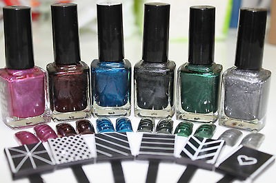 Magnetic Nail Polish 6pcs Set And 6pcs Magnetic Slices