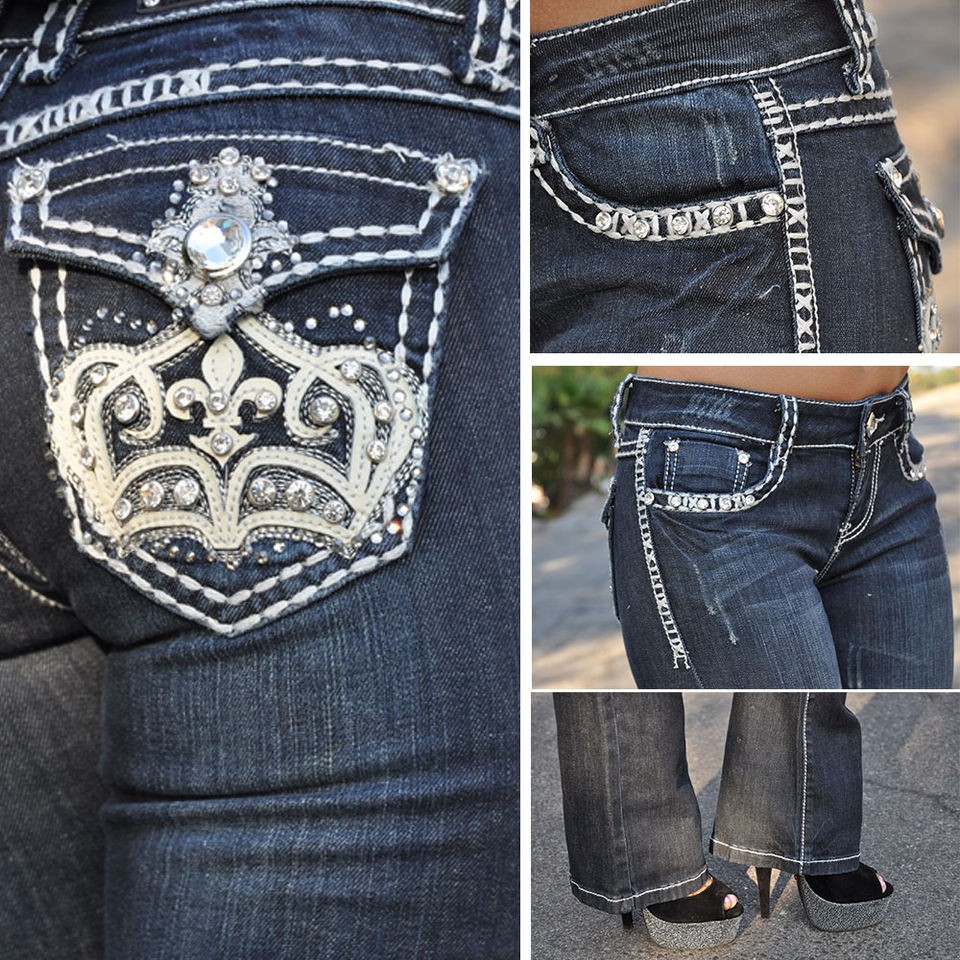   JEANS SZ 0 13 w/ leather crown design FAST  3079LP