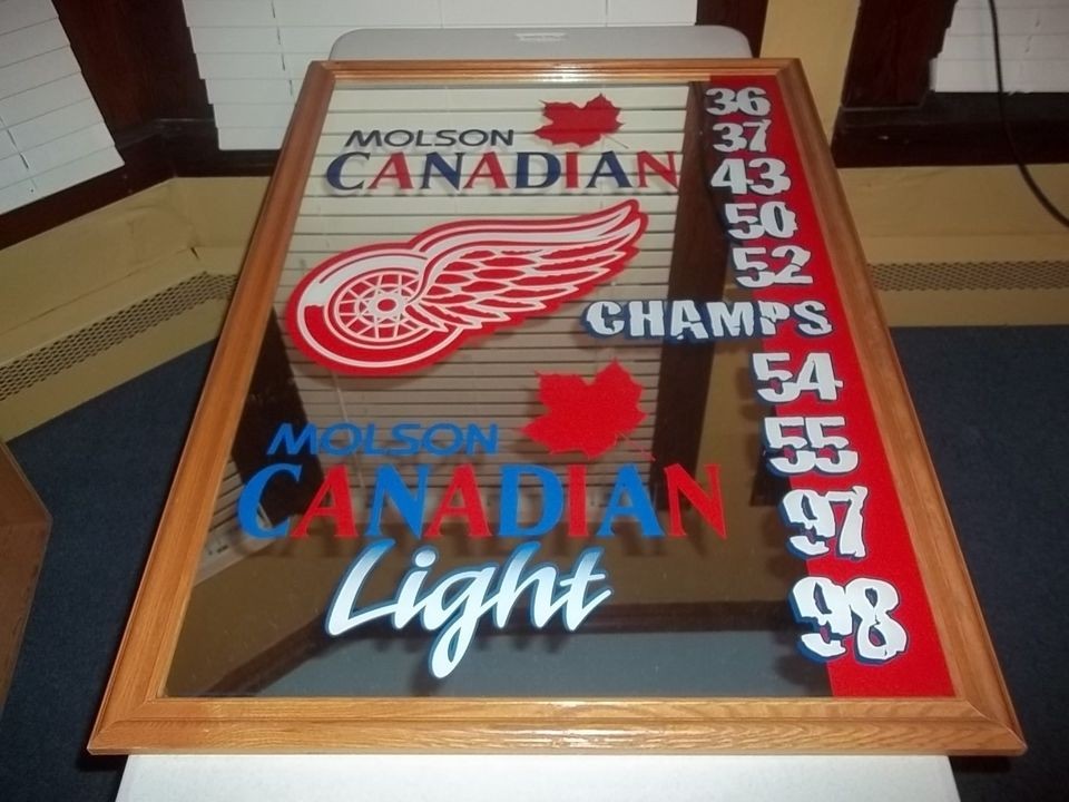 1999 Detroit Red Wings Molson Canadian / Light Champs Mirror 38.5x26 