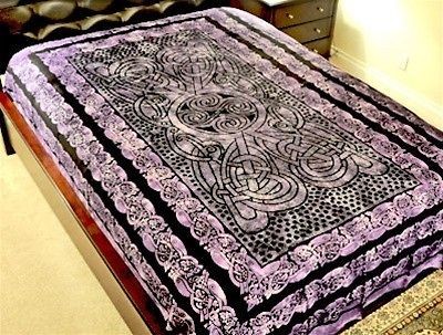 Purple Celtic Swan Tapestry, Wall Hanging or Bed Sheet