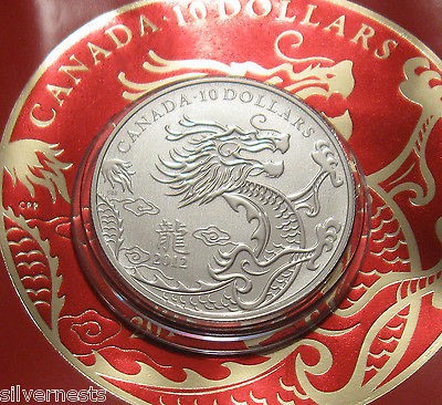   Troy oz .9999 Pure Argent SILVER YEAR of the DRAGON $10 Coin