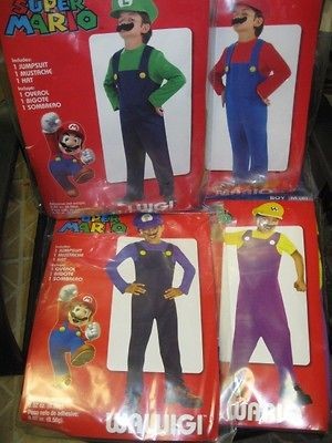 NEW Child Dress Up Mario Brothers Costume Mario Luigi Wario Waluigi 