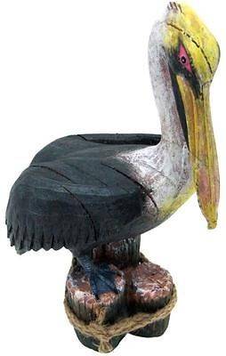 Driftwood Look Pelican Statue Nautical 10 Inch