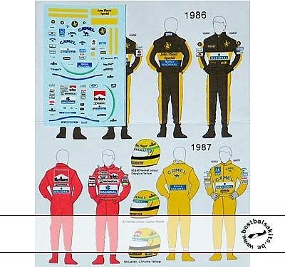 43 DECAL HELMET SUIT SENNA LOTUS McLAREN fo BBR TAMEO