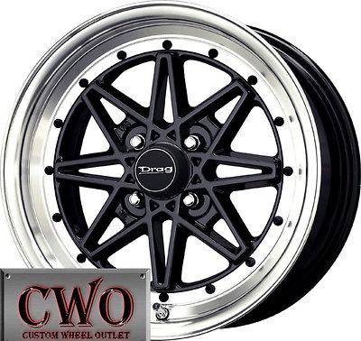 15 Black Drag DR 20 Wheels Rims 4x100 4 Lug Civic Mini Miata Cobalt XB 