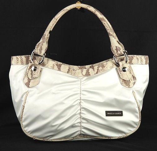 NEW MARIELLA BURANI WHITE ECRU PYTHON TESSUTO LARGE HOBO BAG