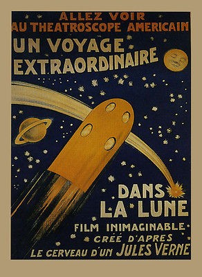 Jules Verne Rocket Ship Voyage Film Movie Large Vintage Poster Repro 