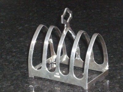   Stylish Art Deco Silver gothic Toast Rack by Edward Viner Circa 1940