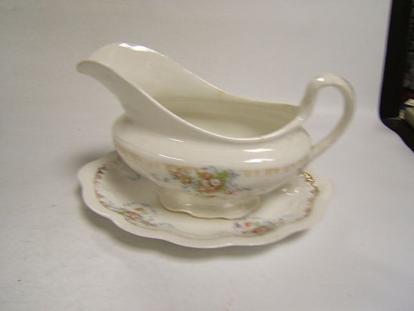 Edwin Knowles Vintage China Gravy Boat w/ underplate