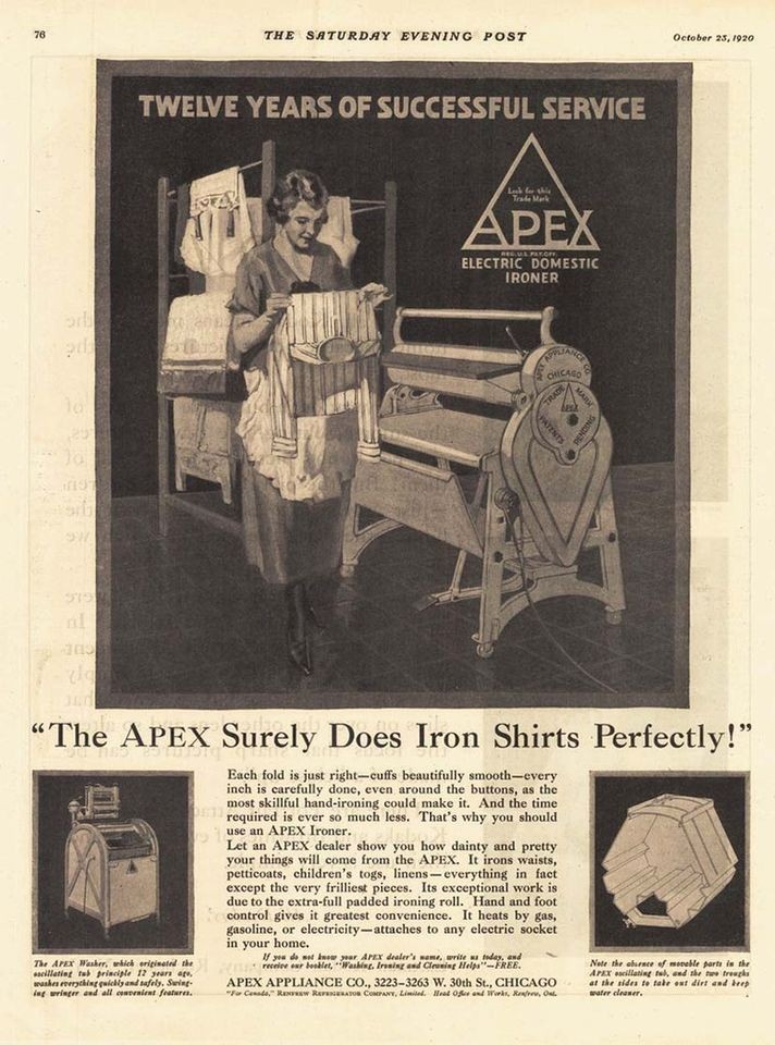 1920 AD Apex electric domestic ironer iron shirts perfectly