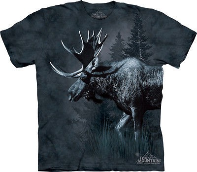 THE MOUNTAIN MOOSE ELK WINTER NIGHT WILD ANIMAL ADULT SIZE XL T SHIRT