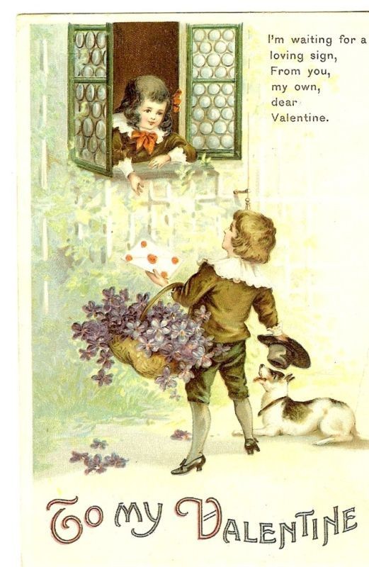 Ellen Clapsaddle Valentine Boy with Lilacs 1912 Series