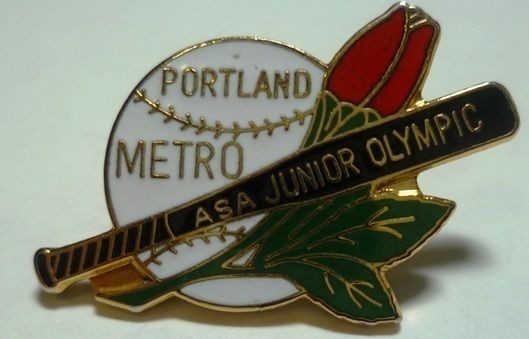 Vintage Pin Portrland Metro, ASA Junior Olympic Baseball (Miss Back 