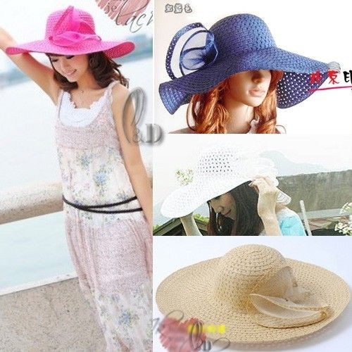 Vintage Style Wide Brim Cloche Floppy Fold Beach Sun Hat hat015