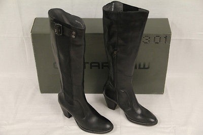 STAR Raw Womens TRYST Woodruff Black Leather Sz US 6 / 37 Boots 