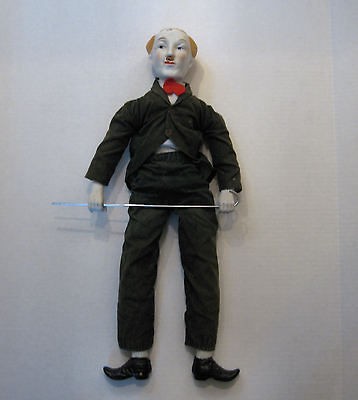   22 DOLL BISQUE HEAD,HANDS,FEE​T Metal Cane, Green Suit, No Hat