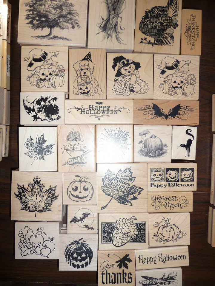 Inkadinkado Wood mounted Stamps Fall & Halloween for scrapin and 