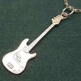 Solid silver Fender Precision Bass Guitar with necklace