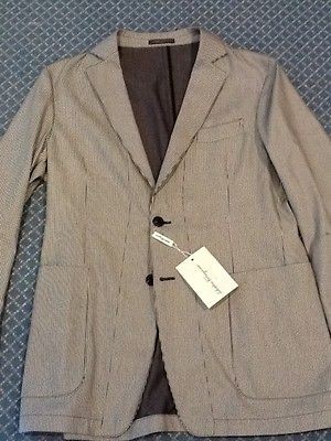 Salvatore Ferragamo Blue/Silver Mens Sportcoat NWT 50e