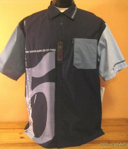 NEW NWT Blue FUBU The Collection XL Navy Hip Hop Button down shirt 