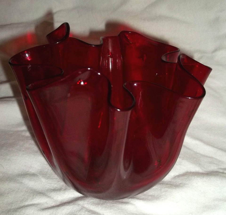 Fulvio Bianconi Fazzoletto Venini Murano MID CENTURY Ruby 