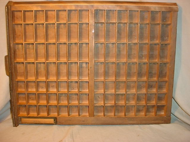 Vtg PRINTERS DRAWER Shadow Box Letter Press Type Set TRAY w Handle 23 