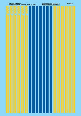 Microscale Decal HO #87 673 VIA Rail Passenger Car Stripes   use with 