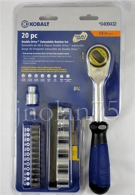 Kobalt 20 Pc Piece Double Drive Extendable Handle 3/8 Ratchet Socket 