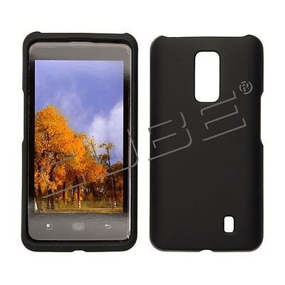 Pitch BLACK Hard Skin Cover for Verizon LG SPECTRUM VS920 Rubberized 