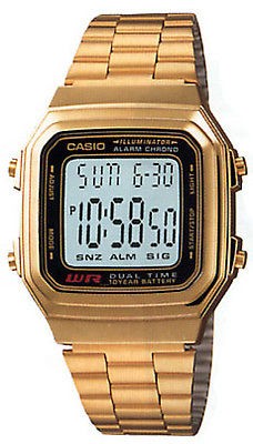 Casio A178WGA 1AV Mens Vintage Gold Tone Metal Band Illuminator LCD 