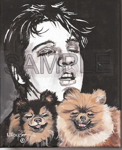 POMERANIAN ART ELVIS PRESLEY PRINT 8X10 BY L ROYER #513 CERTIFICATE 