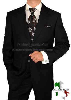 GINO VALENTINO $1599 SUIT WOOL 80857 2 BLACK STRIPE 42S