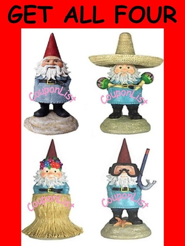 Travelocity Roaming Gnome Set of Four Gnomes NEW