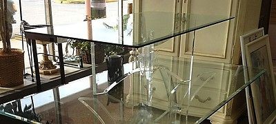   SPACE AGE MOD LUCITE / ACRYLIC BUTTERFLY COFFEE TABLE WITH GLASS TOP