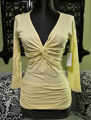 NWT Velvet by Graham & Spencer Gauzy Knot top T shirt Laurann Yellow 