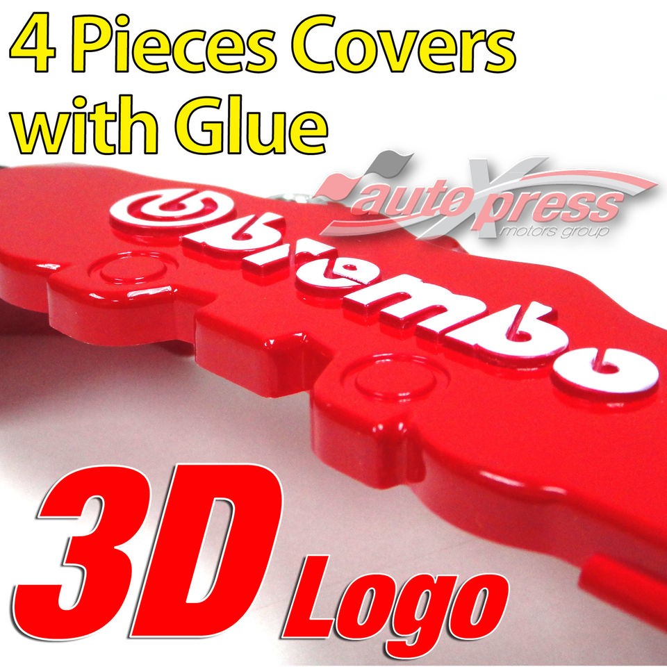   RACING Disc Brake Caliper Covers 4 Pcs GLUE Set FRONT & REAR RED