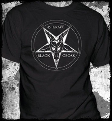 45 Grave   Black Cross t shirt   Official   FAST SHIP