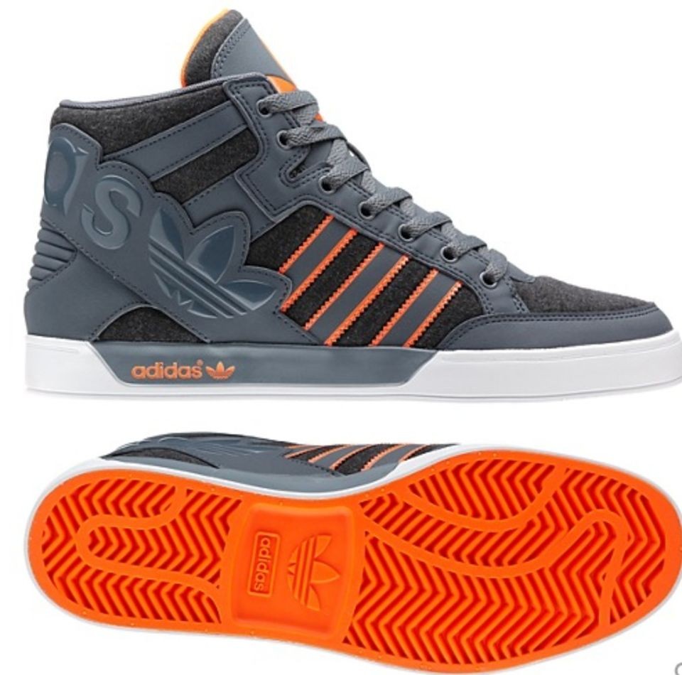   Originals Mens HARD COURT HI BIG LOGO Gray Orange White Shoes top