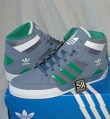   Adidas Originals Mens HARD COURT HI Slate Gray Green White Shoes top