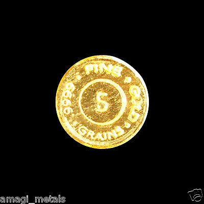 GRAIN SOLID 24K GOLD BULLION BAR/ROUND/COIN .999 PURE