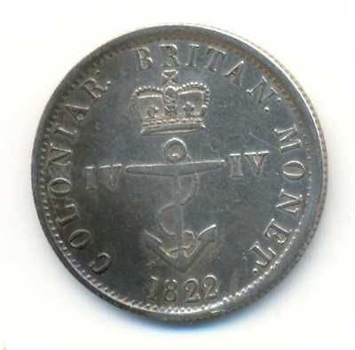 British West Indies Georgius IV Silver Anchor Coin 1/4 Dollar 1822 XF 