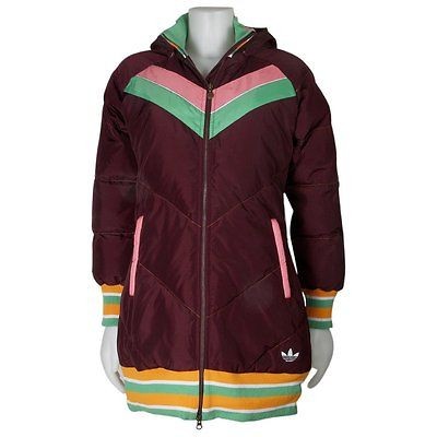 Adidas Carlo Gruber Coat Jacket Maroon Womens Front Zipper Size XS 