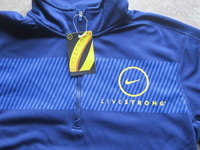 MENS NIKE LIVESTRONG SHIELD HALF ZIP BLUE RUNNING TOP SzXL RETAIL$70 