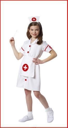 white NURSE child kids girls medical doctor halloween costume SMALL